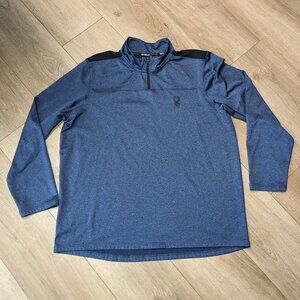 Spyder Active 1527900 Men's Sz L Dust Navy Heather 1/4 Zip Performance Pullover